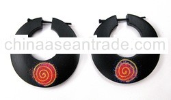 Balinese Painted Wooden Earring