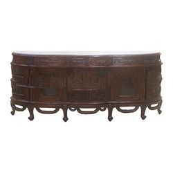 Half Oval Carved Buffet with Marble Top