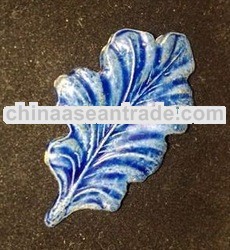 Ceramic Bead Big Leaf in Blue