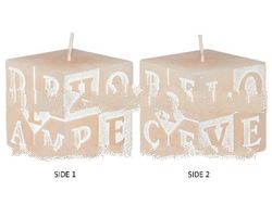 PEACE LOVE DREAM HOPE CUBE CANDLE IVORY WHITE WASH