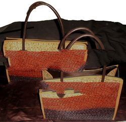 Eco friendly palm leaves handbag sisik square 1 set