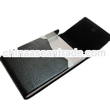 decorative metal & leather cardboard business card holder black