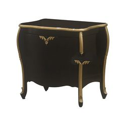 Black Painted 2 Drawers Bedside Table