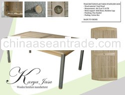 Teak Reactangular Table-Stainless Legs