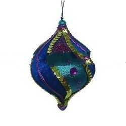 Pack of 12 Deluxe Regal Peacock Sequin Fabric Christmas Ornaments 5"