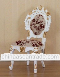 Heavy Carved White Painted Dining Chair without Arm