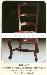 Country French Ladderback Side Chair Mahogany Indoor Furniture.