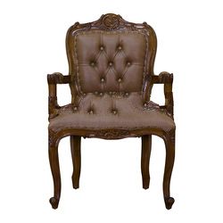 Mahogany Carved Chair with Upholstery