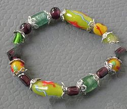 Lampwork Glass Beads Stretched Bracelet