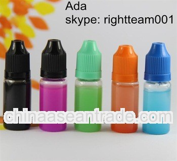 e-liquid bottle with colorful childproof cap long tip