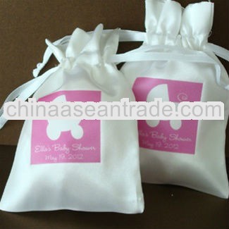 eco-friendly white satin wedding favor bags