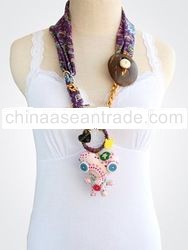 PINK FROGGY IN PURPLE BATIK (sold out) Necklace