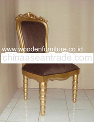 Golden Wooden Chair Gilded Dining Chair Antique Reproduction Dining Room Classic European Home Furni