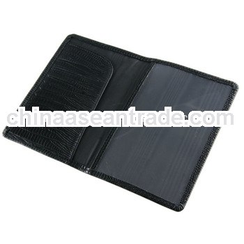 embossed PU leather passport holder black for travelling hotel gifts