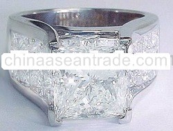 Unique 5. 02 Carat Princess Cut Diamond Invisible Setting Ring