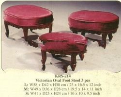 Victorian Oval Foot Stool 3 Pcs Mahogany Indoor Furniture.