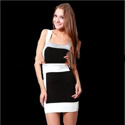 Cheap Comfortable Polyester and Lycra Spaghetti Strap Dress