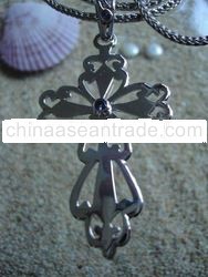 SS Celtic Cross Pendant with Semi Precious Stones