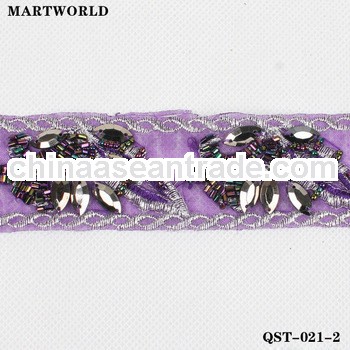 exquisite embroidered belt with hand sewing rhinestone and bead(QST-022-2)