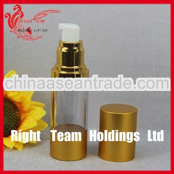 fancy gold aluminium airless pump bottle 30ml for cosmetic