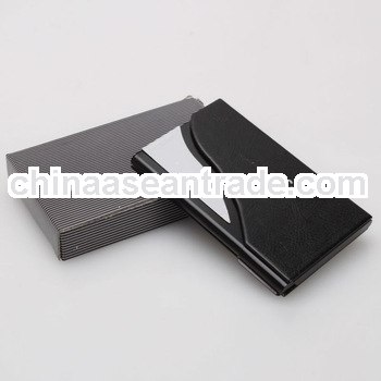 fashion mens leather and metal table busines card holder black