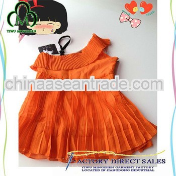 fashion orange Chiffon single shoulder strap dress girls dresses