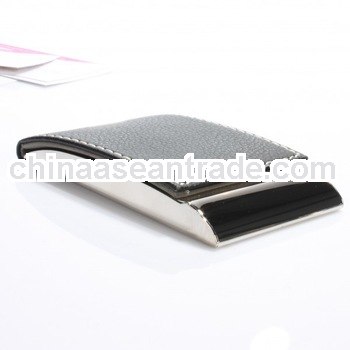 fitbox curved leatherette and metal business card holder original