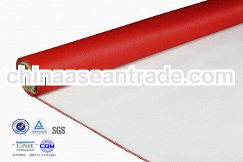 flame retardant double sides 0.4mm red pu coated fiberglass fireproof covers