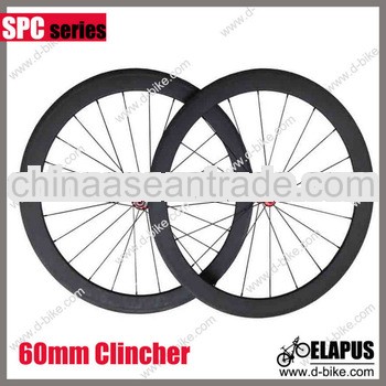 full carbon 60mm bicycle wheelset clincher (rim/spoke/hub/nipple/skewer)