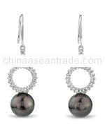 Tahitian South Sea Pearl and Diamond Halo Earrings