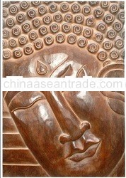 Dark Brown Polished Buddha Wooden Sculpture