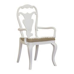 White Painted Dining Chair with Upholstered