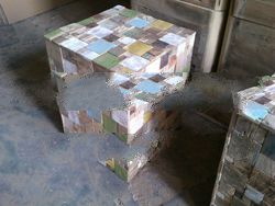 Recycled Teak Square Stool