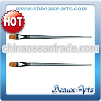 golden synthetic flat oil painting pen/long, silver lacquered handle oil brushes