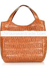 Woven crocodile shoulder bag