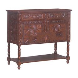 Heavy Carved Chest with 2 Doors and 2 Drawers