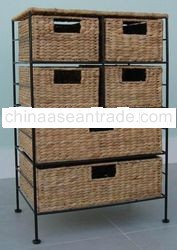 Cabinet 6 Drawer Water hyacinth + Iron frame from 