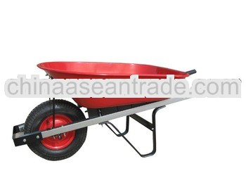 heavy duty wheelbarrow red metal tray straight handles WB6105