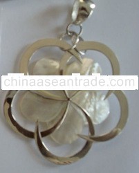 flower shell carving with silver