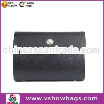 high-grade black real leather business card holder for man