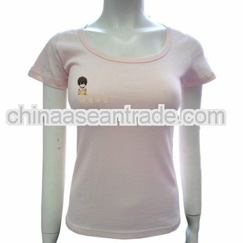 high quality custom made short sleeve pink t shirt for women