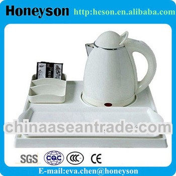 hot sale hotel electric appliances electric mini kettle with melamine tray set for guest room