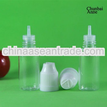 hotsale 10ml pet pharmaceutical dropper bottles /childproof cap /bayonet long tip (for vapor juice b