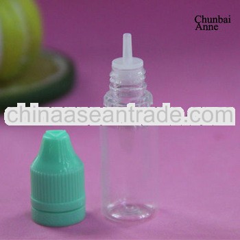 hotsale pet plastic dropping bottles 10ml for e-juice child proof cap with tamper ring (for vapor ju