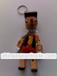 Wood Pinocchio keychain