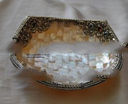 mother of pearl art with silver design passion