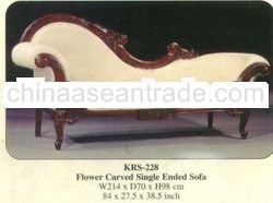 Flower Carved Single Ended Sofa Mahogany Indoor Furniture