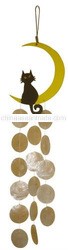 Cat on moon with capiz chime