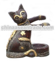 Sitting Cat Wood Carving