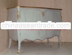 Mahogany Painted Commode French Style Classic Wooden Antique Reproduction Side Board Vintage Cabinet